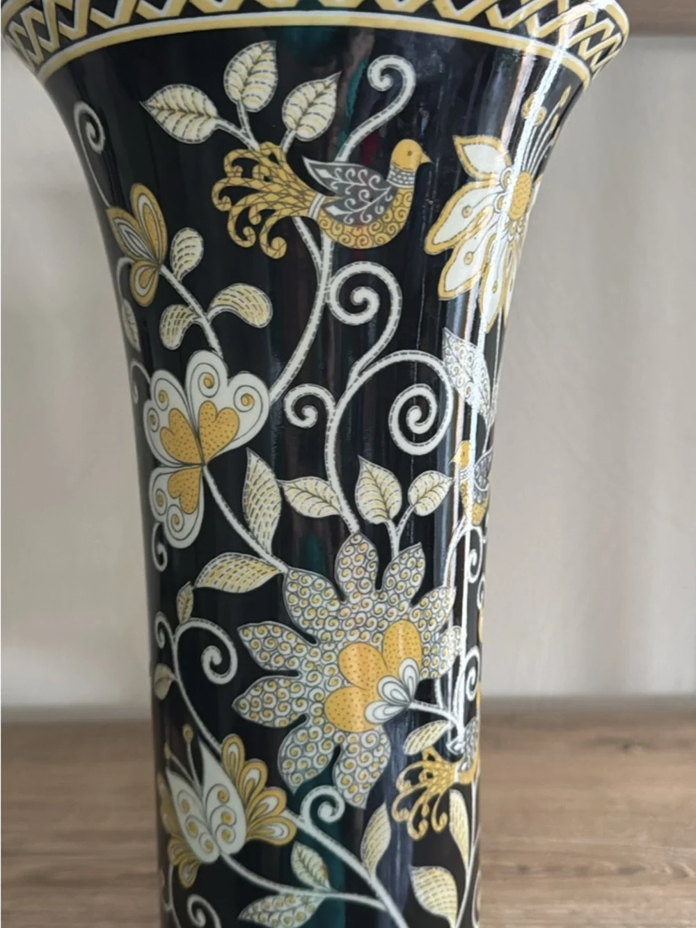Vera Bradley Navy, Gold and White Floral Ceramic Vase - Picture 2 of 2